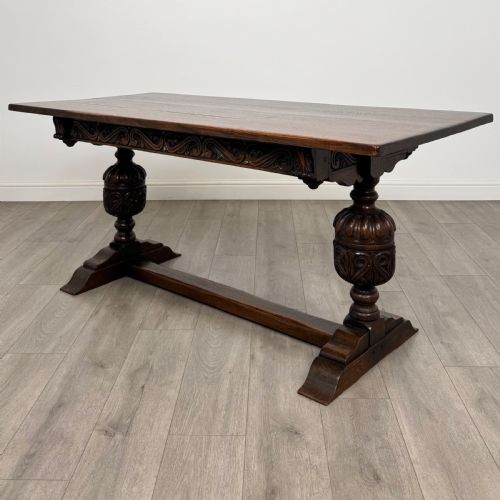 ANTIQUE 20TH CENTURY JACOBEAN STYLE DINING TABLE WITH 6 CHAIRS - ADDITIONAL PHOTO 1