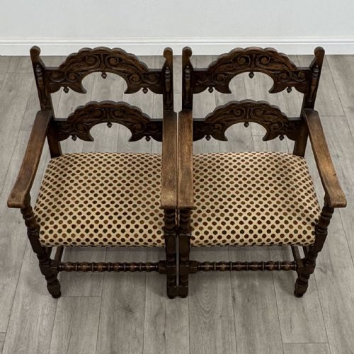 ANTIQUE 20TH CENTURY JACOBEAN STYLE DINING TABLE WITH 6 CHAIRS - ADDITIONAL PHOTO 9