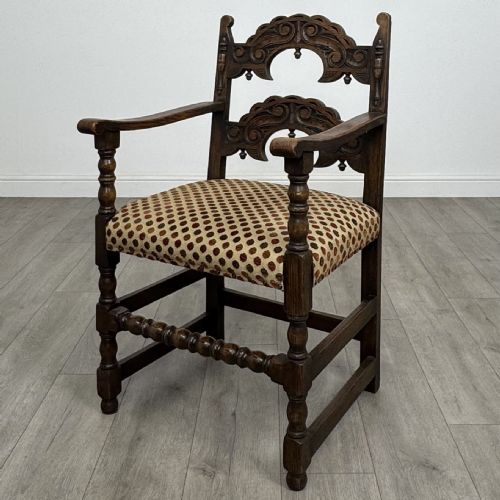ANTIQUE 20TH CENTURY JACOBEAN STYLE DINING TABLE WITH 6 CHAIRS - ADDITIONAL PHOTO 10