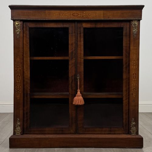 ANTIQUE 19TH CENTURY GOOD QUALITY INLAID PIER CABINET IN WALNUT - ADDITIONAL PHOTO 1