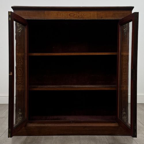 ANTIQUE 19TH CENTURY GOOD QUALITY INLAID PIER CABINET IN WALNUT - ADDITIONAL PHOTO 2