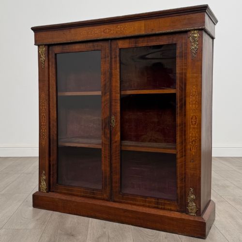 ANTIQUE 19TH CENTURY GOOD QUALITY INLAID PIER CABINET IN WALNUT - ADDITIONAL PHOTO 3