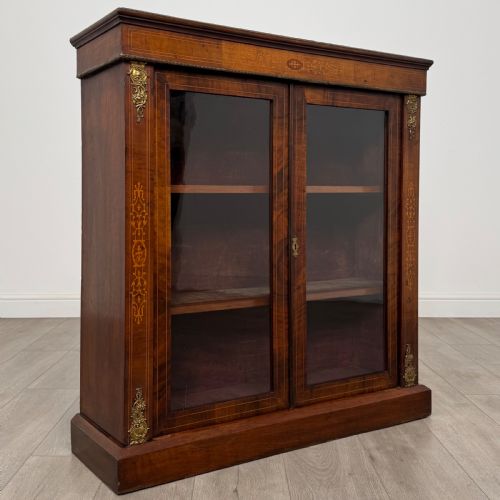 ANTIQUE 19TH CENTURY GOOD QUALITY INLAID PIER CABINET IN WALNUT - ADDITIONAL PHOTO 9