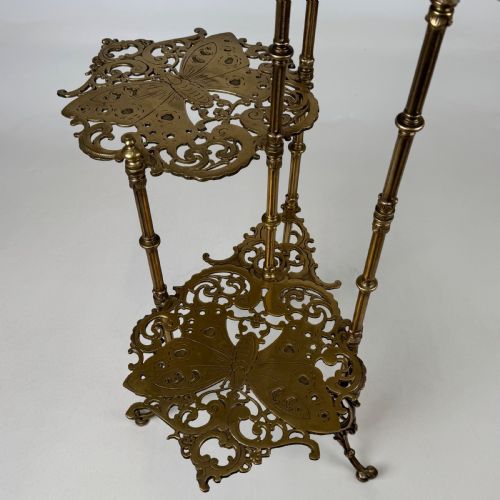 ANTIQUE 19TH CENTURY BRASS THREE TIER PLANT STAND - ADDITIONAL PHOTO 4
