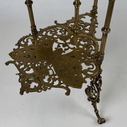 ANTIQUE 19TH CENTURY BRASS THREE TIER PLANT STAND - ADDITIONAL PHOTO 5
