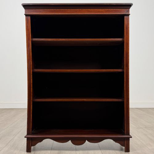 ANTIQUE 20TH CENTURY INLAID OPEN BOOKCASE IN MAHOGANY - ADDITIONAL PHOTO 1