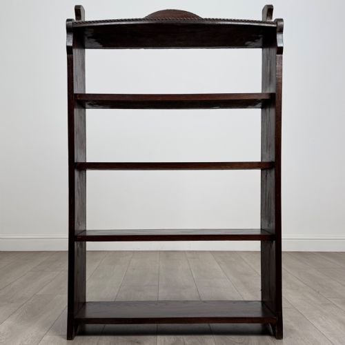 ANTIQUE 20TH CENTURY GOOD QUALITY OPEN BOOKCASE IN OAK - ADDITIONAL PHOTO 1