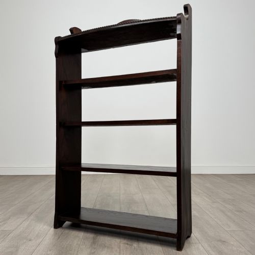 ANTIQUE 20TH CENTURY GOOD QUALITY OPEN BOOKCASE IN OAK - ADDITIONAL PHOTO 2