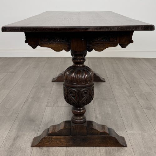 ANTIQUE 20TH CENTURY JACOBEAN STYLE OAK DINING TABLE - ADDITIONAL PHOTO 2