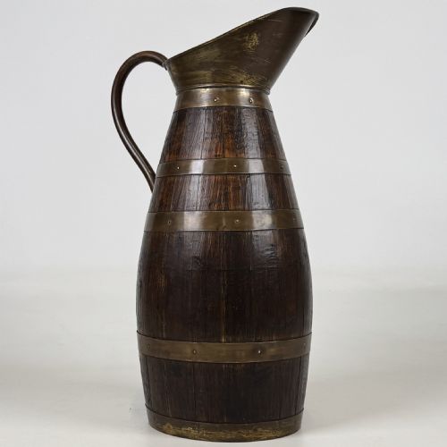 ANTIQUE 20TH CENTURY BRASS BOUND JUG UMBRELLA STAND IN OAK - ADDITIONAL PHOTO 7