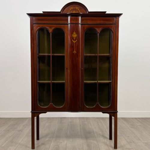 ANTIQUE 20TH CENTURY INLAID DISPLAY CABINET IN MAHOGANY - ADDITIONAL PHOTO 1