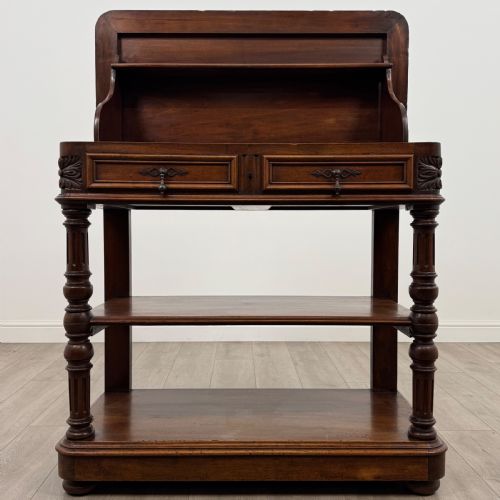 ANTIQUE 19TH CENTURY UNIQUE FRENCH MARBLE TOP BUFFET IN WALNUT - ADDITIONAL PHOTO 1