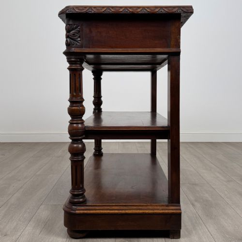 ANTIQUE 19TH CENTURY UNIQUE FRENCH MARBLE TOP BUFFET IN WALNUT - ADDITIONAL PHOTO 3
