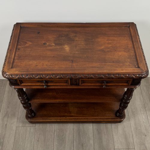 ANTIQUE 19TH CENTURY UNIQUE FRENCH MARBLE TOP BUFFET IN WALNUT - ADDITIONAL PHOTO 9