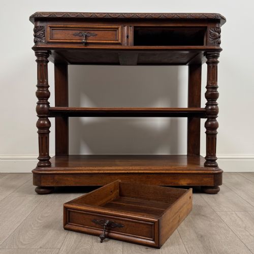 ANTIQUE 19TH CENTURY UNIQUE FRENCH MARBLE TOP BUFFET IN WALNUT - ADDITIONAL PHOTO 11