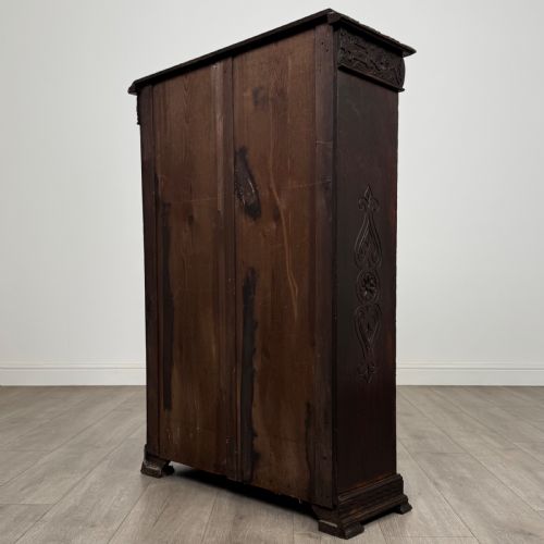 ANTIQUE 19TH CENTURY SMALL CARVED OAK BOOKCASE - ADDITIONAL PHOTO 7