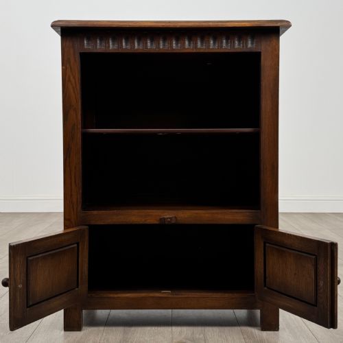 ANTIQUE 20TH CENTURY GOOD QUALITY SMALL OAK CABINET - ADDITIONAL PHOTO 2