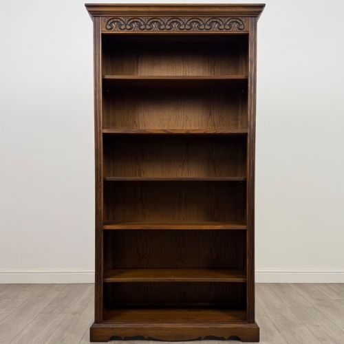 ANTIQUE 20TH CENTURY GOOD QUALITY OPEN BOOKCASE IN OAK - ADDITIONAL PHOTO 1