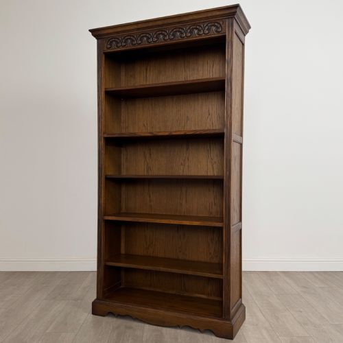 ANTIQUE 20TH CENTURY GOOD QUALITY OPEN BOOKCASE IN OAK - ADDITIONAL PHOTO 2
