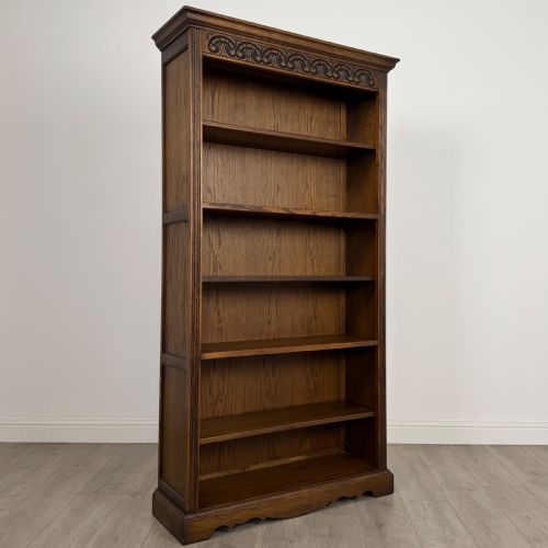 ANTIQUE 20TH CENTURY GOOD QUALITY OPEN BOOKCASE IN OAK - ADDITIONAL PHOTO 9