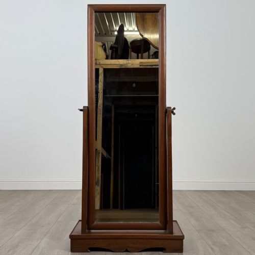 ANTIQUE 20TH CENTURY GOOD QUALITY CHEVAL MIRROR IN OAK - ADDITIONAL PHOTO 8