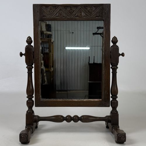 ANTIQUE 20TH CENTURY GOOD QUALITY DRESSING MIRROR IN OAK - ADDITIONAL PHOTO 9