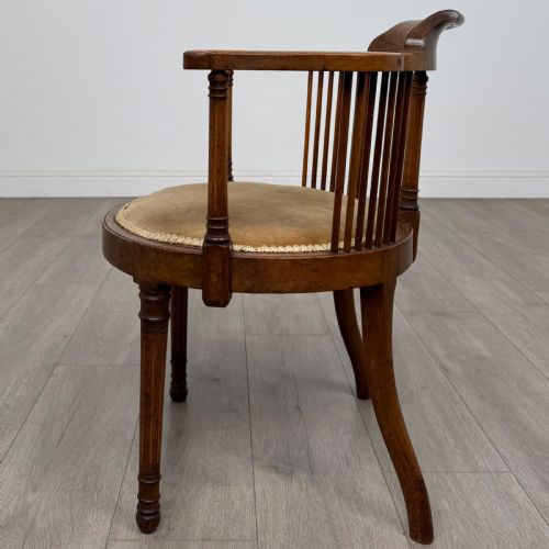 ANTIQUE 20TH CENTURY FINE QUALITY INLAID TUB CHAIR IN MAHOGANY - ADDITIONAL PHOTO 1