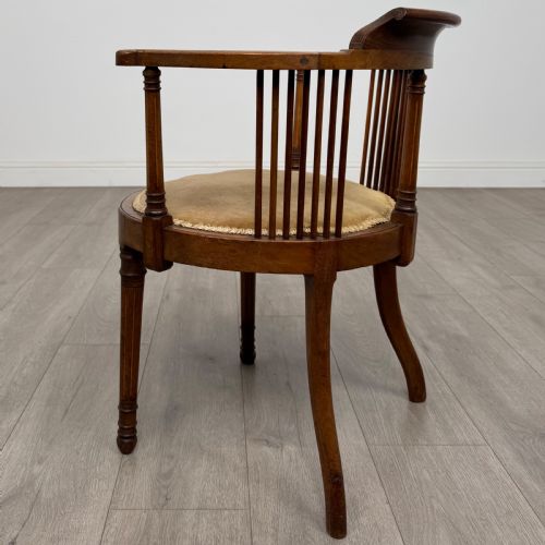 ANTIQUE 20TH CENTURY FINE QUALITY INLAID TUB CHAIR IN MAHOGANY - ADDITIONAL PHOTO 2