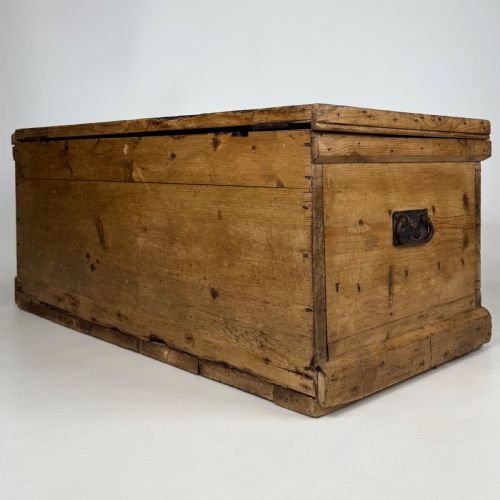 ANTIQUE 19TH CENTURY GOOD QUALITY RUSTIC PINE BLANKET BOX - ADDITIONAL PHOTO 5