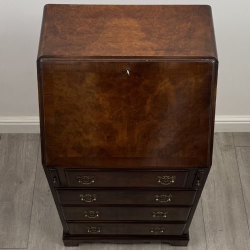 ANTIQUE 20TH CENTURY NARROW BUREAU IN WALNUT - ADDITIONAL PHOTO 9