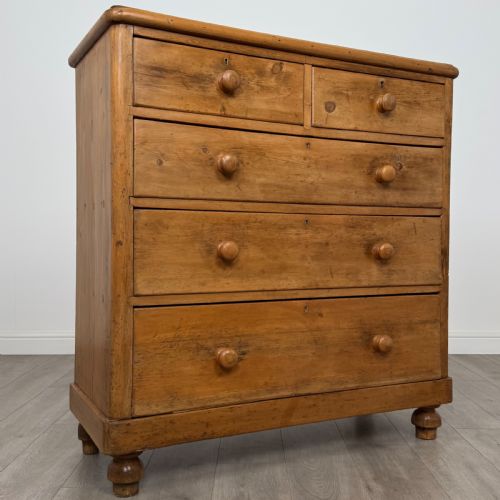 ANTIQUE 19TH CENTURY FARMHOUSE PINE CHEST OF DRAWERS - ADDITIONAL PHOTO 7