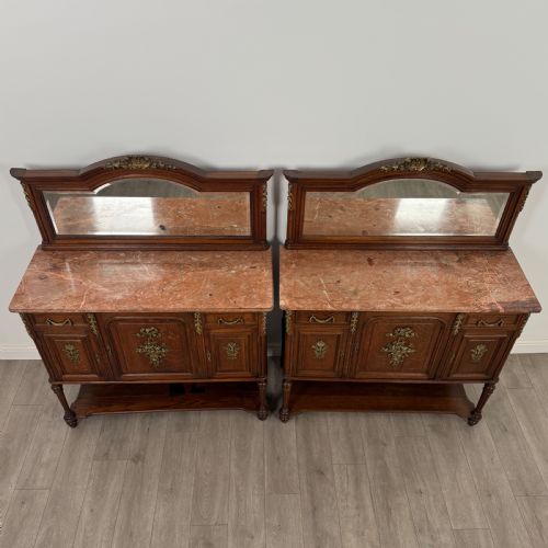 ANTIQUE 19TH CENTURY FRENCH PAIR OF MARBLE TOP CABINETS - ADDITIONAL PHOTO 11