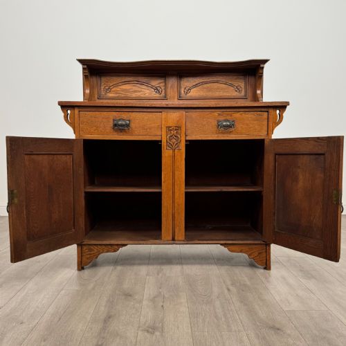 ANTIQUE 20TH CENTURY ART NOUVEAU STYLE SIDEBOARD IN OAK - ADDITIONAL PHOTO 1