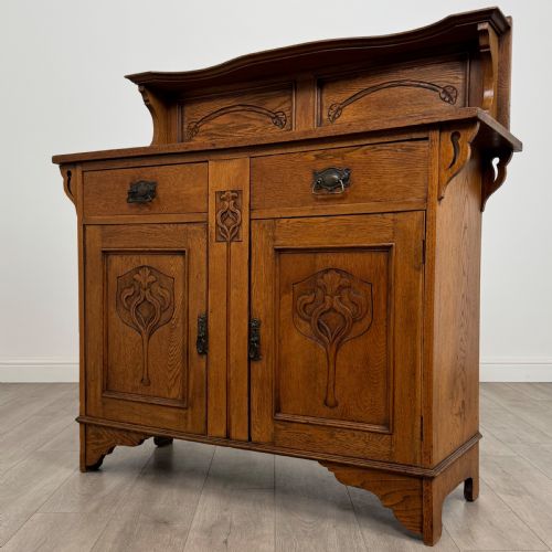 ANTIQUE 20TH CENTURY ART NOUVEAU STYLE SIDEBOARD IN OAK - ADDITIONAL PHOTO 2