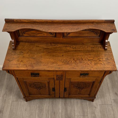 ANTIQUE 20TH CENTURY ART NOUVEAU STYLE SIDEBOARD IN OAK - ADDITIONAL PHOTO 9