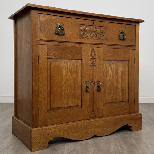 ANTIQUE 20TH CENTURY ARTS CRAFTS SECRETAIRE IN GOLDEN OAK - ADDITIONAL PHOTO 10