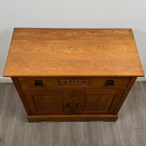 ANTIQUE 20TH CENTURY ARTS CRAFTS SECRETAIRE IN GOLDEN OAK - ADDITIONAL PHOTO 11