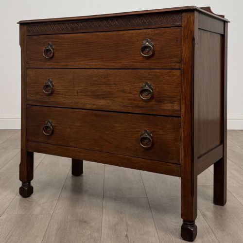ANTIQUE 20TH CENTURY GOOD QUALITY CHEST OF DRAWERS IN OAK - ADDITIONAL PHOTO 1