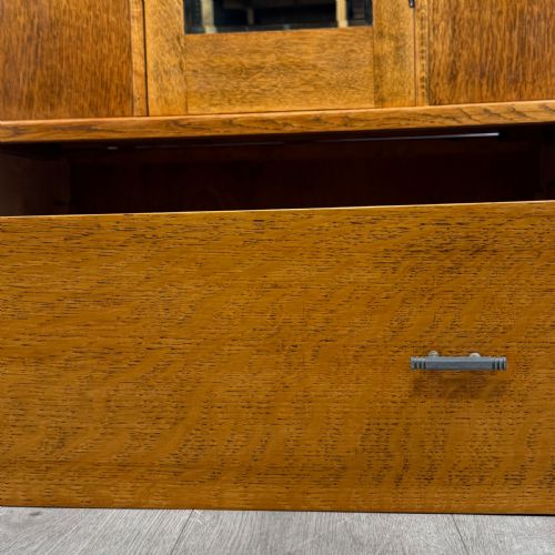 ANTIQUE 20TH CENTURY ARTS CRAFTS STYLE WARDROBE IN OAK - ADDITIONAL PHOTO 10