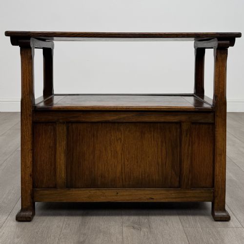 ANTIQUE 20TH CENTURY GOOD QUALITY MONKS BENCH IN OAK - ADDITIONAL PHOTO 1