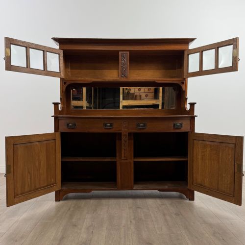 ANTIQUE 20TH CENTURY FINE QUALITY ARTS CRAFTS SIDEBOARD IN OAK - ADDITIONAL PHOTO 1