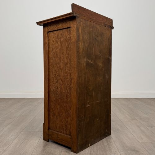 ANTIQUE 20TH CENTURY SMALL TAMBOUR FRONT CABINET IN OAK - ADDITIONAL PHOTO 4