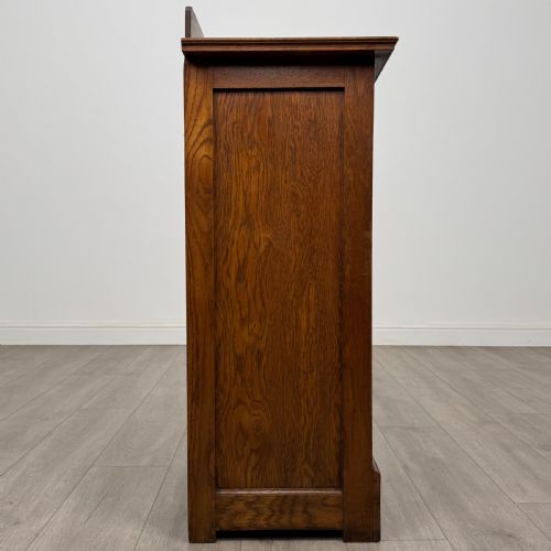 ANTIQUE 20TH CENTURY SMALL TAMBOUR FRONT CABINET IN OAK - ADDITIONAL PHOTO 6