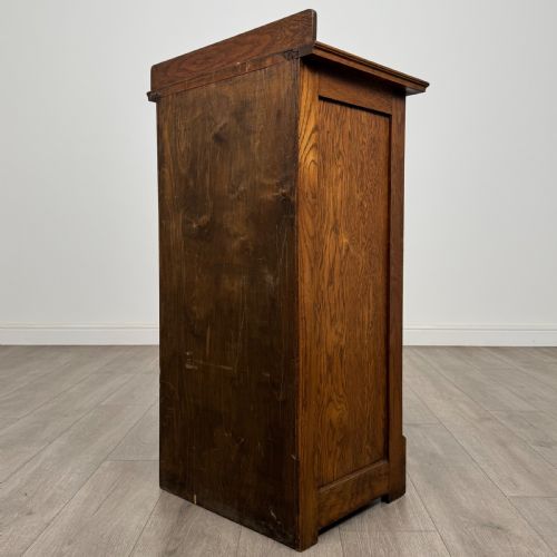 ANTIQUE 20TH CENTURY SMALL TAMBOUR FRONT CABINET IN OAK - ADDITIONAL PHOTO 7