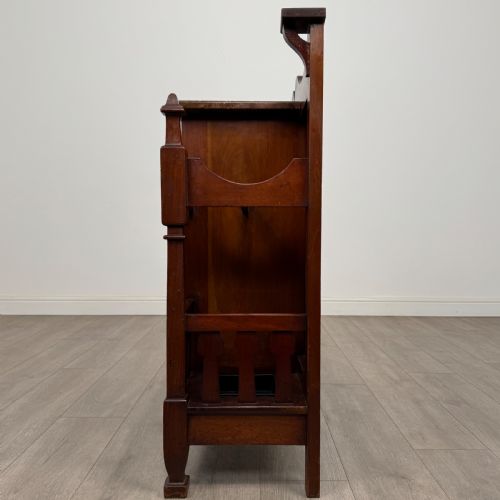 ANTIQUE 19TH CENTURY ARTS CRAFTS HALL STAND IN WALNUT - ADDITIONAL PHOTO 2