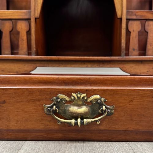 ANTIQUE 19TH CENTURY ARTS CRAFTS HALL STAND IN WALNUT - ADDITIONAL PHOTO 8