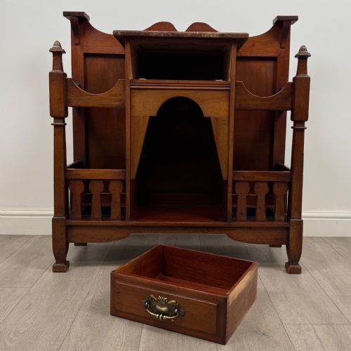 ANTIQUE 19TH CENTURY ARTS CRAFTS HALL STAND IN WALNUT - ADDITIONAL PHOTO 10