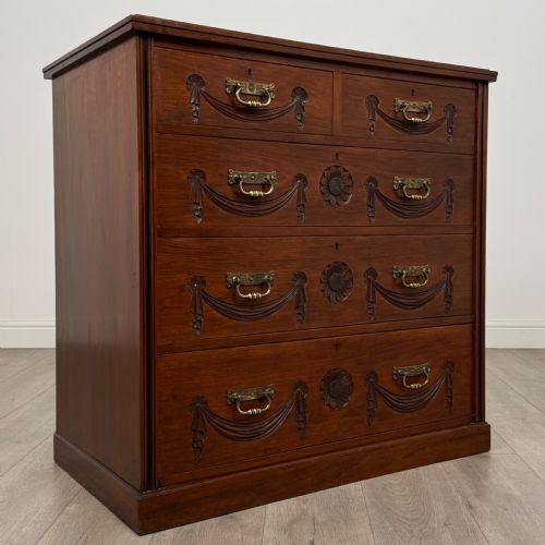 ANTIQUE 20TH CENTURY FINE QUALITY CHEST OF DRAWERS IN WALNUT - ADDITIONAL PHOTO 7