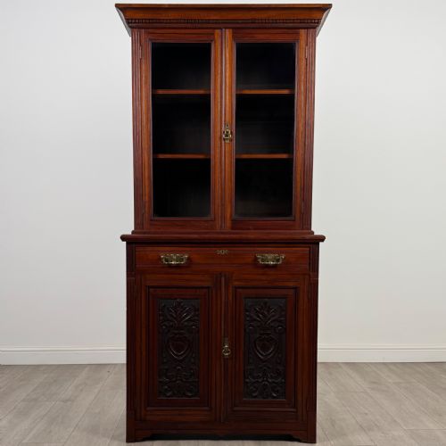 ANTIQUE 20TH CENTURY GOOD QUALITY BOOKCASE IN WALNUT - ADDITIONAL PHOTO 1