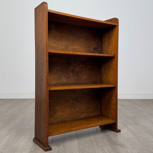 ANTIQUE 20TH CENTURY GOOD QUALITY OPEN BOOKCASE IN OAK - ADDITIONAL PHOTO 7